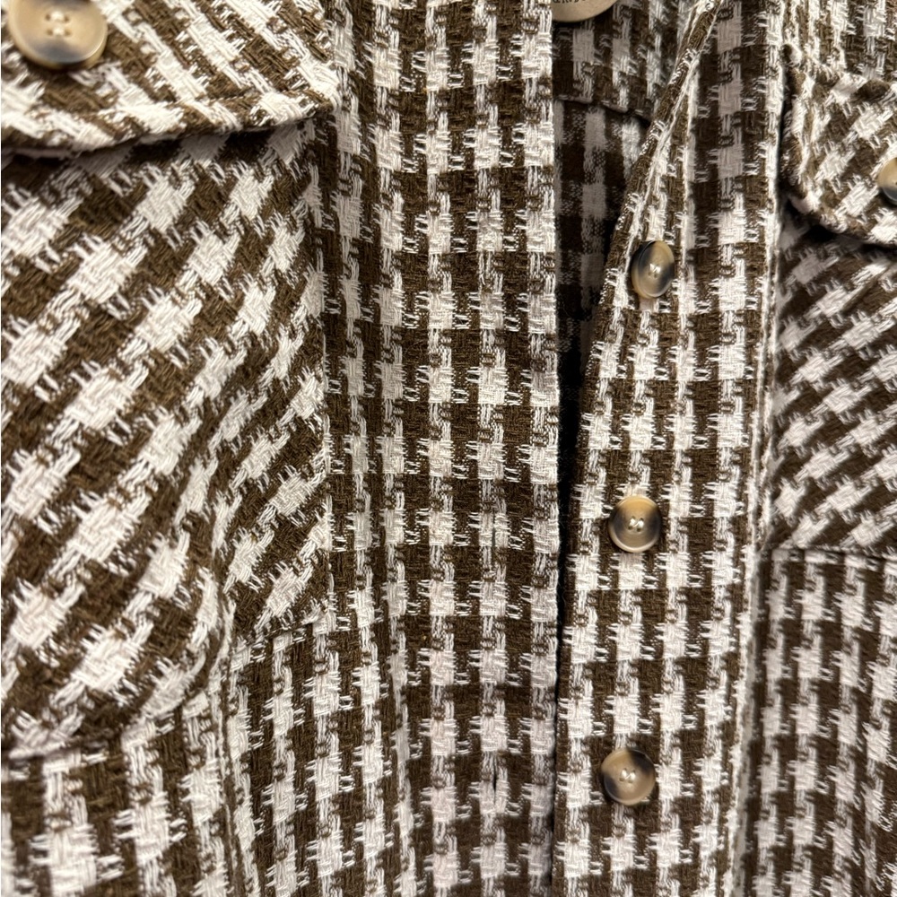 Boutique Checkered Shacket Jacket in Brown & White Women’s Shacket - Medium - Picture 3 of 5